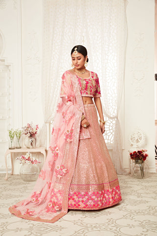 Soft Net Pink Lehenga