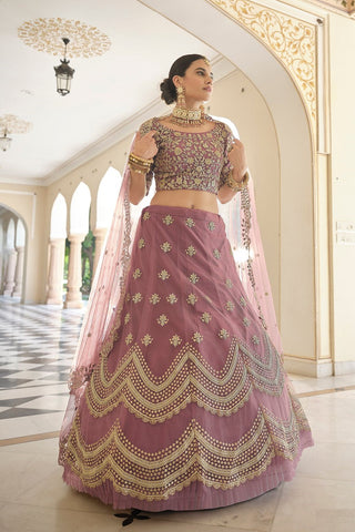 mauve lehenga engagement