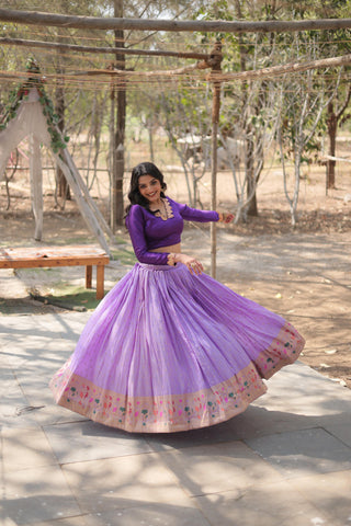 Lavender  jacquard lehenga choli