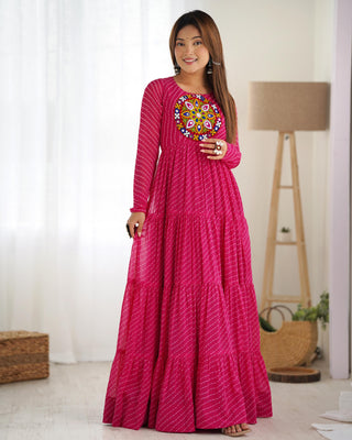 Pink color georgette gown