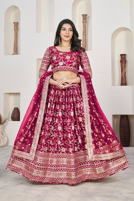 Rani pink dola jacquard lehenga choli images