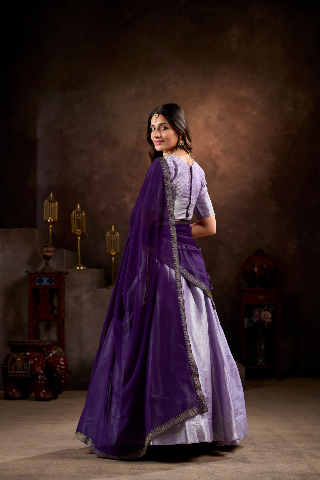 Lavender color jacquard lehenga Choli price