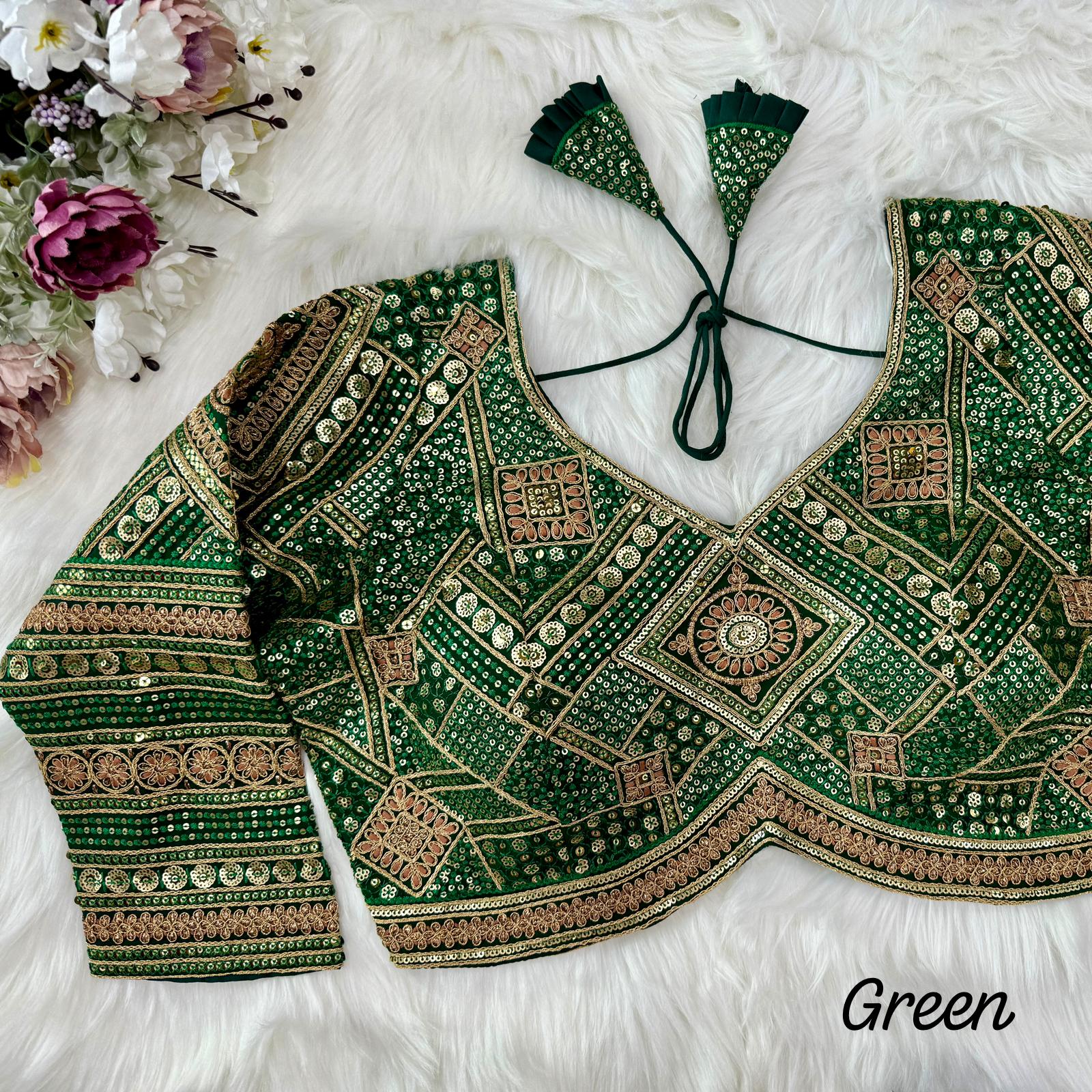 Traditional Green Blouse For Lehenga 