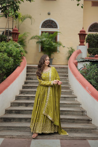 Wedding wear Parrot color sharara suit