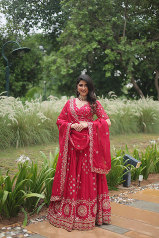 Pink color silk lehenga choli for women with price
