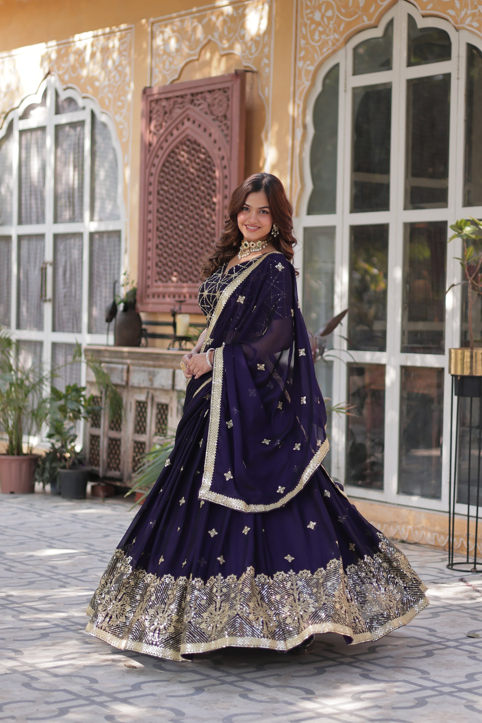 Purple color rangoli silk lehenga choli 