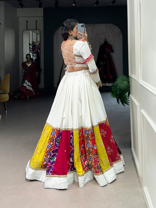 White rayon lehenga with blouse for women