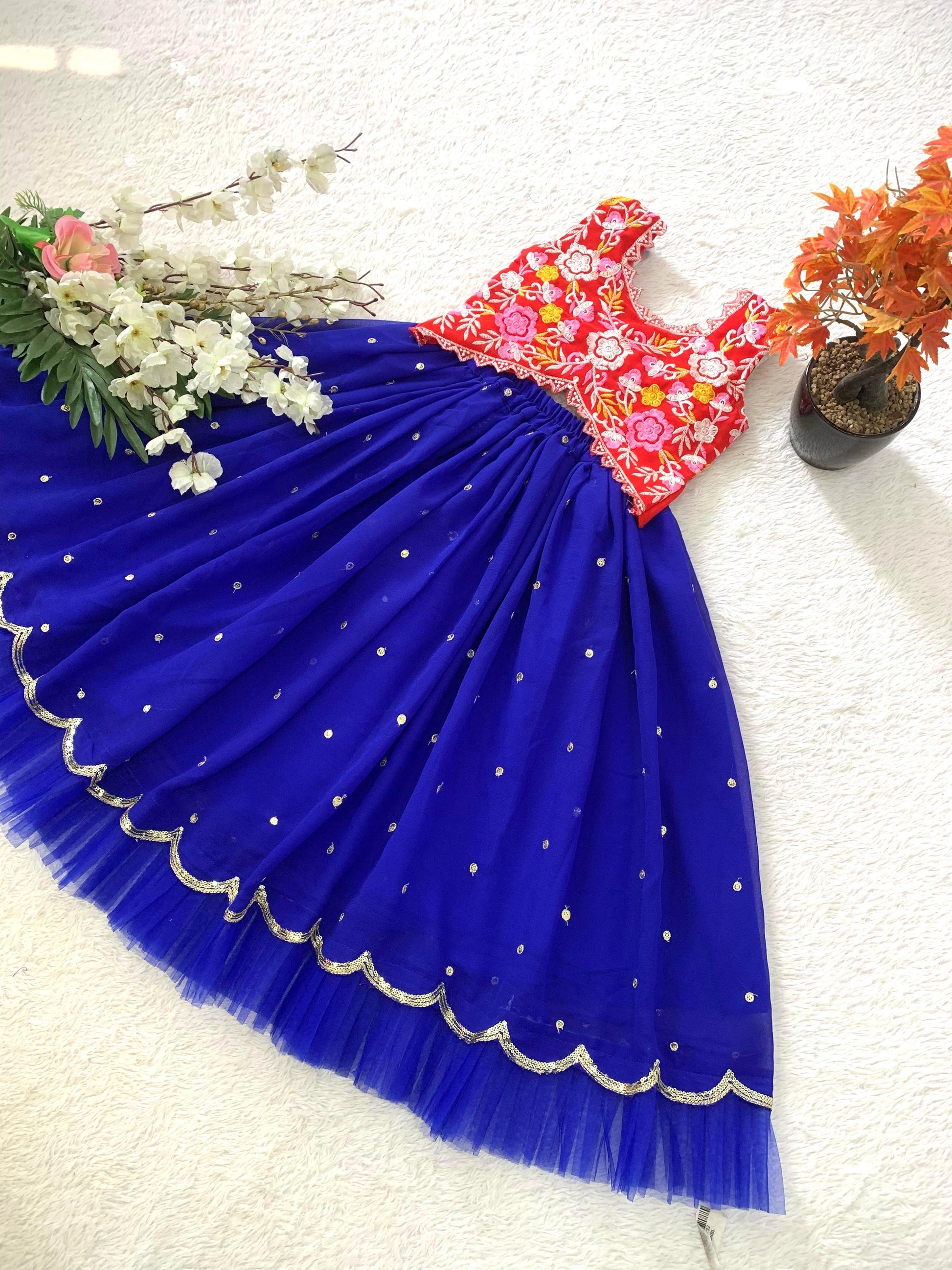 Blue color georgette lehenga choli for small girls with images
