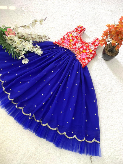 Blue color georgette lehenga choli for small girls with images

