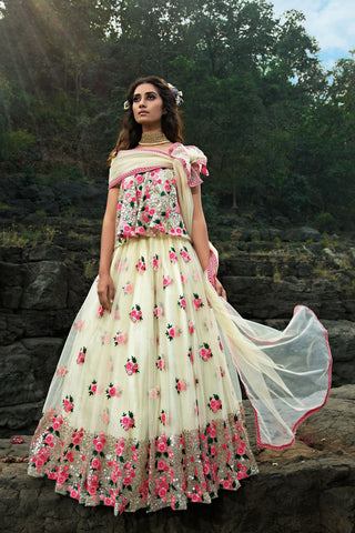 soft net off white lehenga party wear