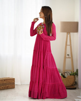 Pink color georgette gown for garba