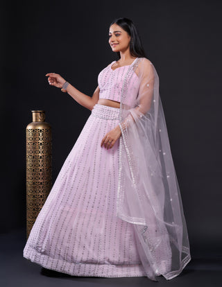 Pink color gorgette lehenga choli