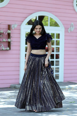 Indian navy blue lehenga choli
