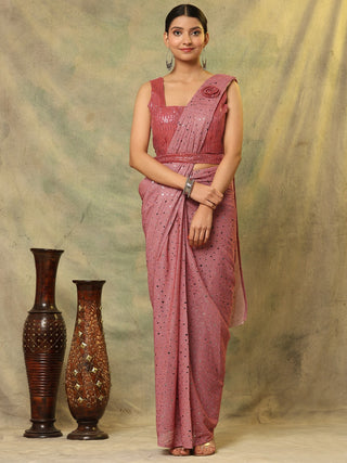 pink ready to wear saree