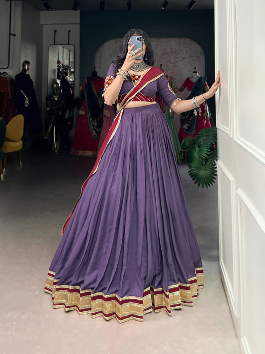 Mauve color rayon lehenga 