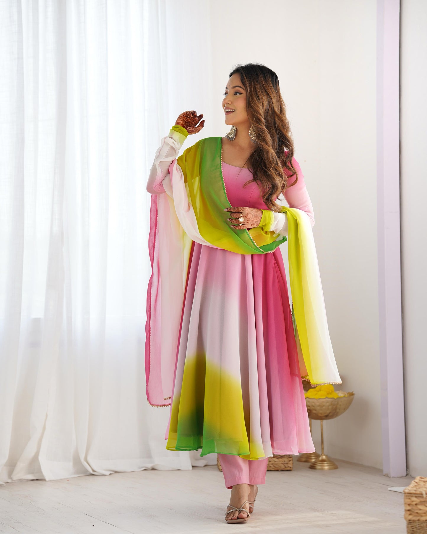 Multi color georgette salwar suit with dupatta online shopping