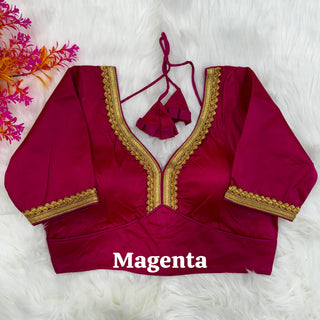 Beautiful Lace border Mangenta Blouse For Saree