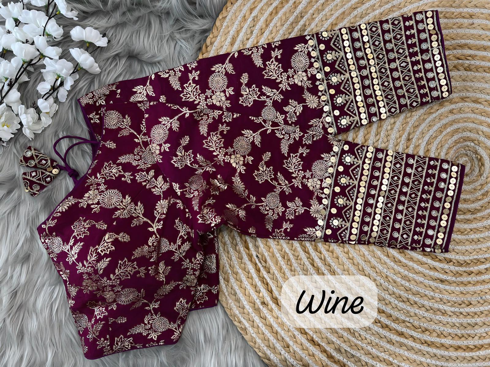 Dola silk Wine blouse design For Choli