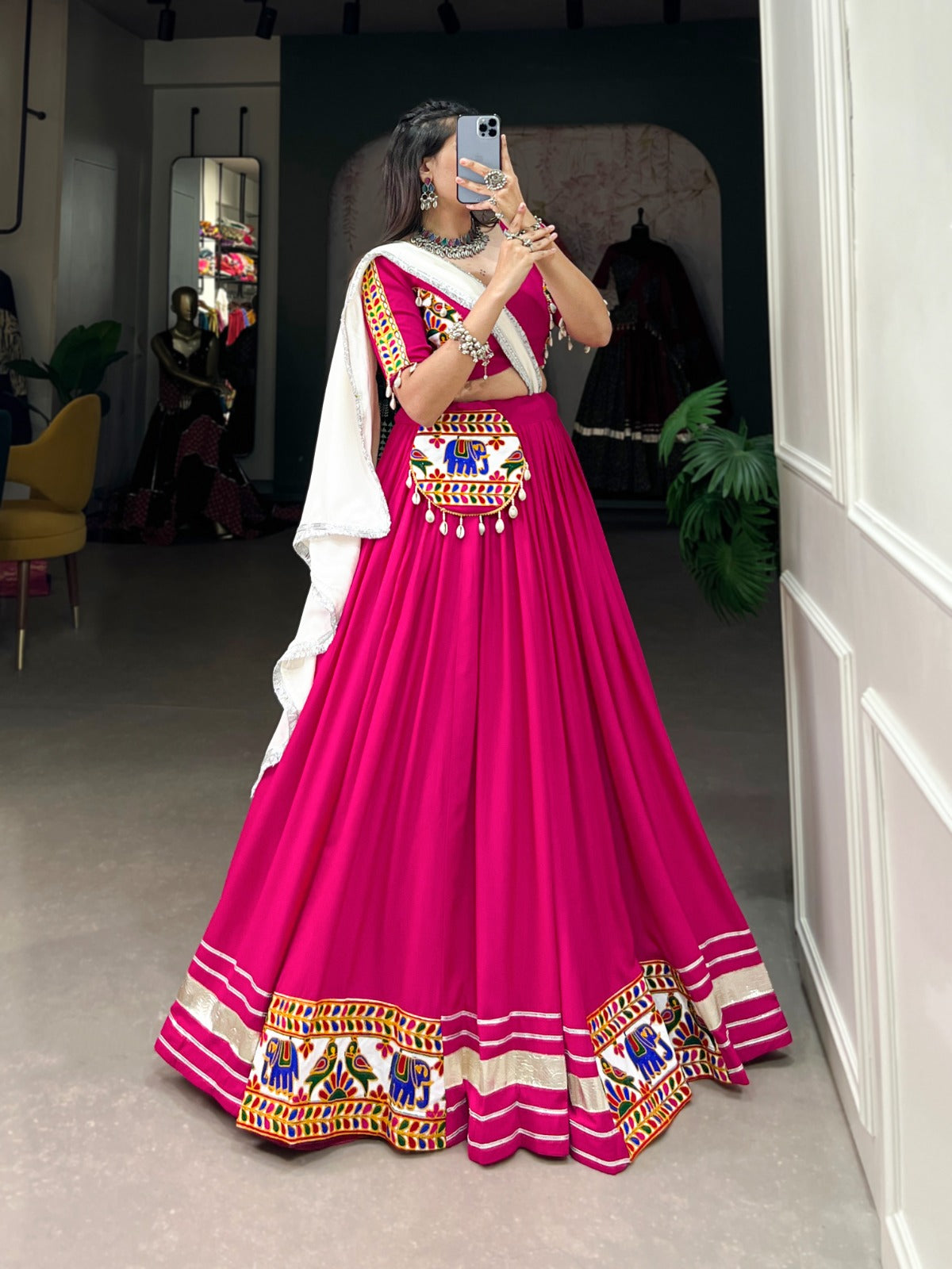 pink Pure Reyon Cotton Lehenga