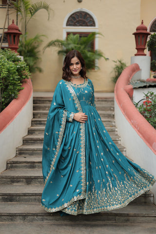 Rama color party wear chinon sharara suit images