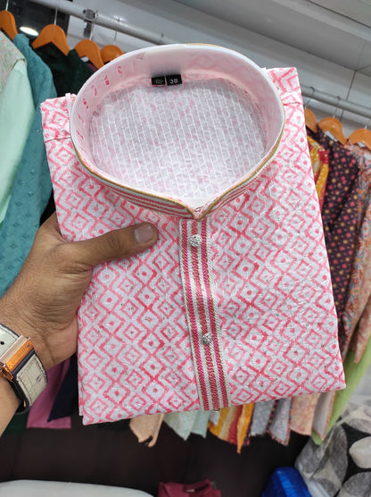 Pink fancy printed kurta with online shopping