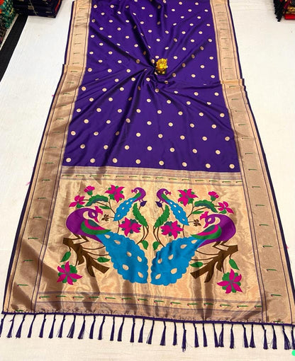 Purple color paithani silk saree with blouse online shopping