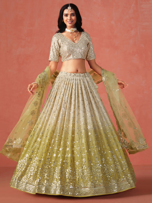 Yellow color georgette lehenga choli for women with price
