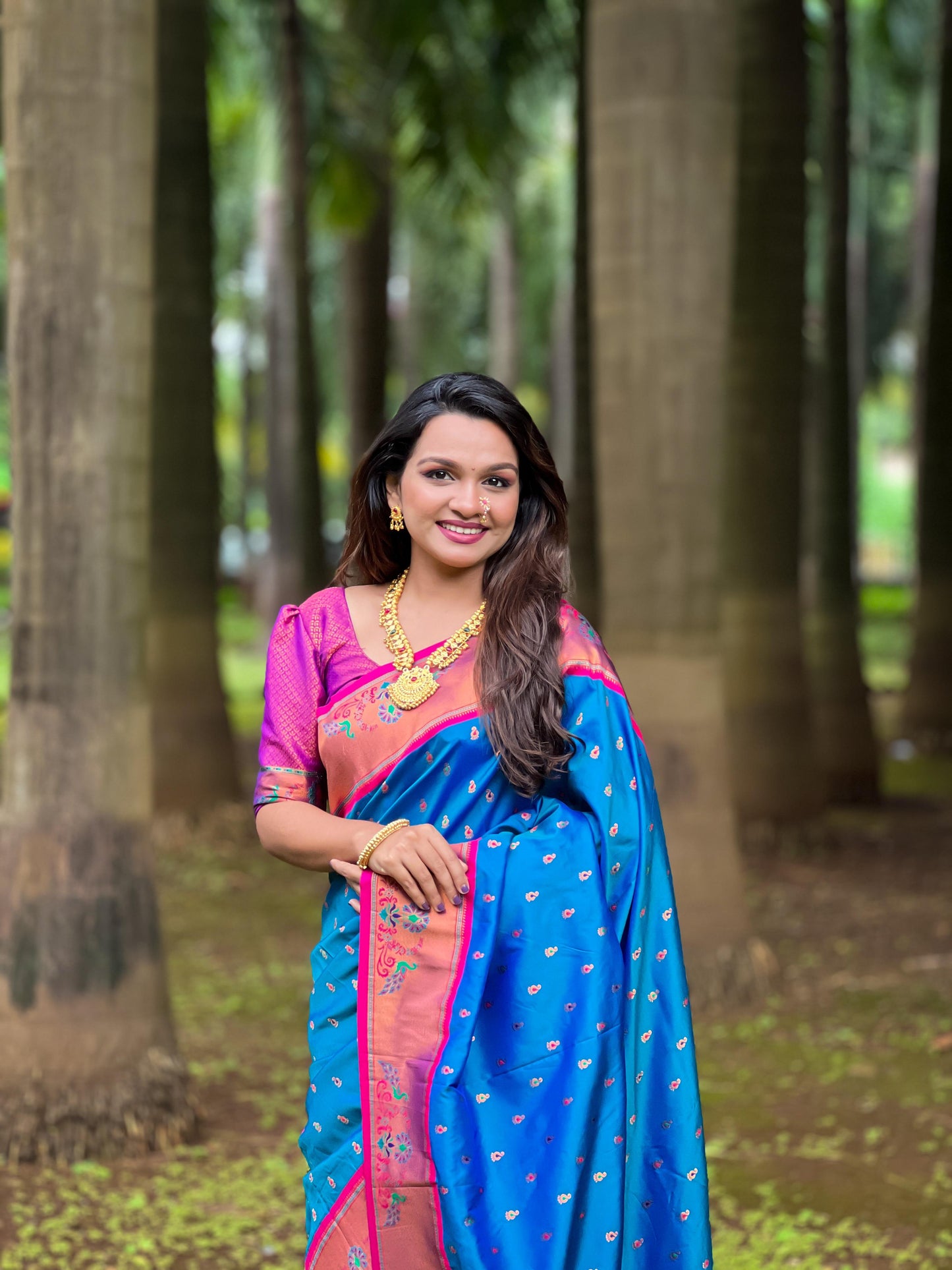 Peacock Blue Paithani Saree
