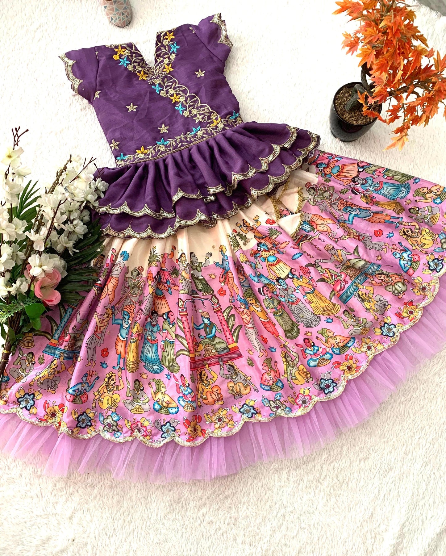 Pink color chinon silk lehenga choli for wedding