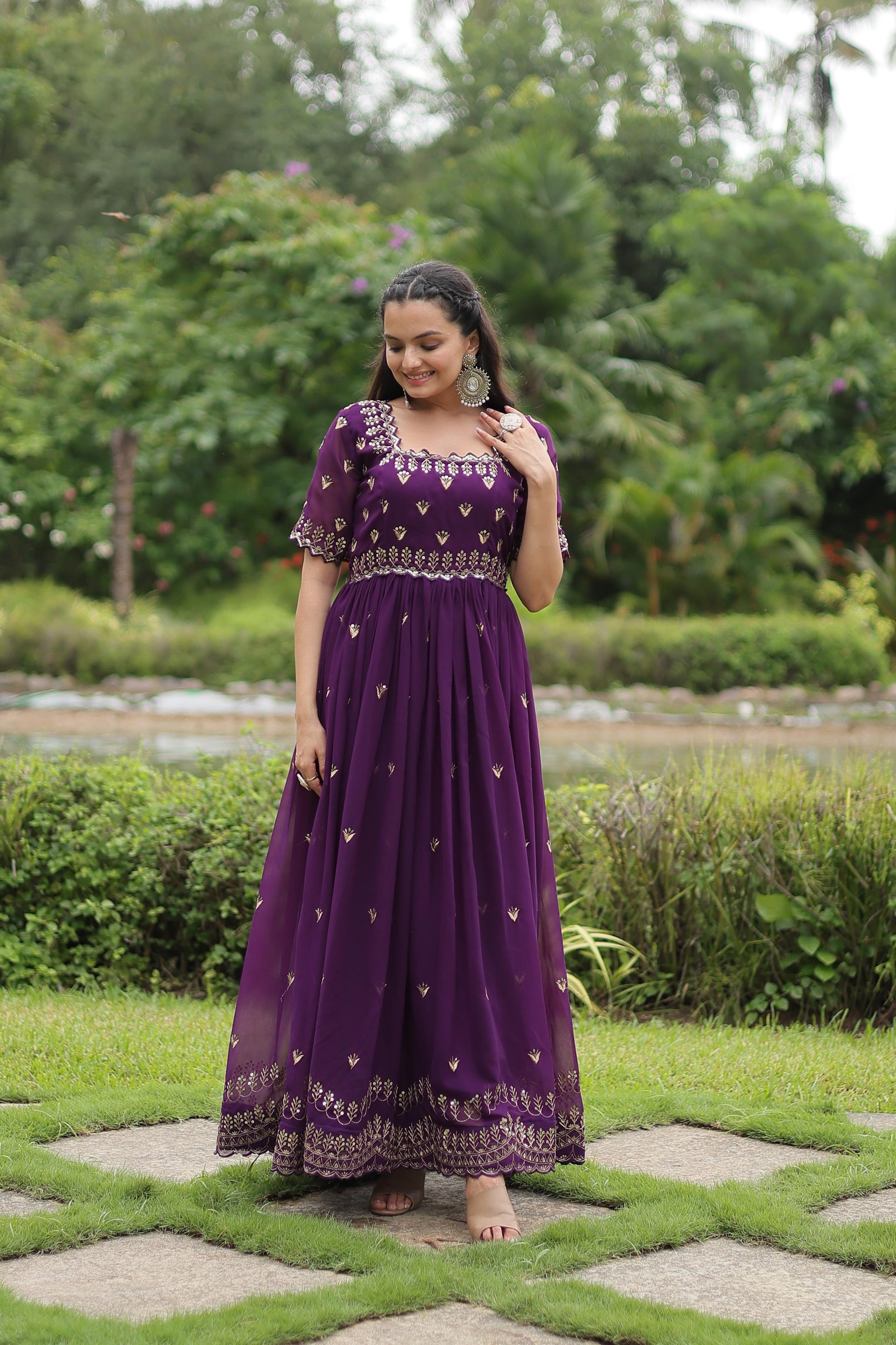Wine colour Gown for Engagement
