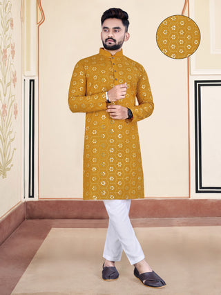 yellow mens mirror work kurta usa 