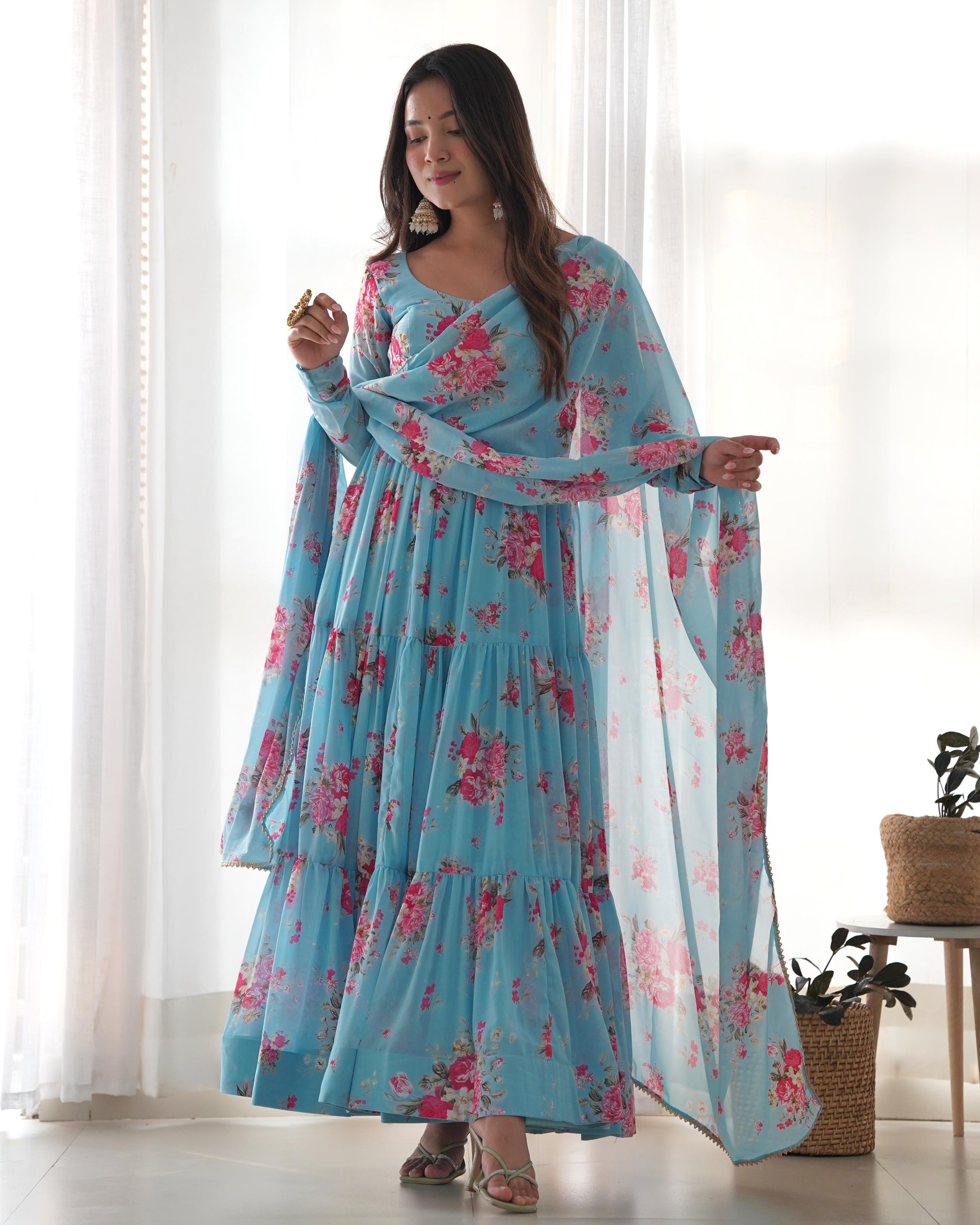 Sky Blue colour Gown Design