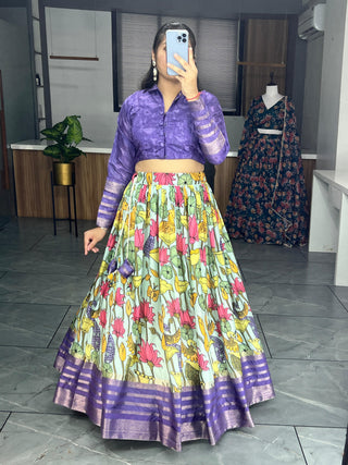 Purple silk lehenga choli