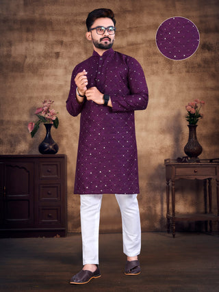 Teal Blue Mirror Work Patterned Kurta Pajama Sets