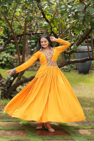 Mustard yellow dress for haldi
