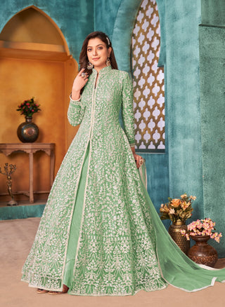 Pista Green Anarkali dress
