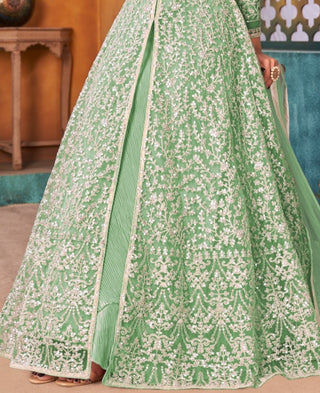 Pista net sequins work salwar suit