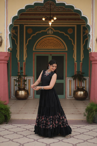 black designer bollywood party wear gown