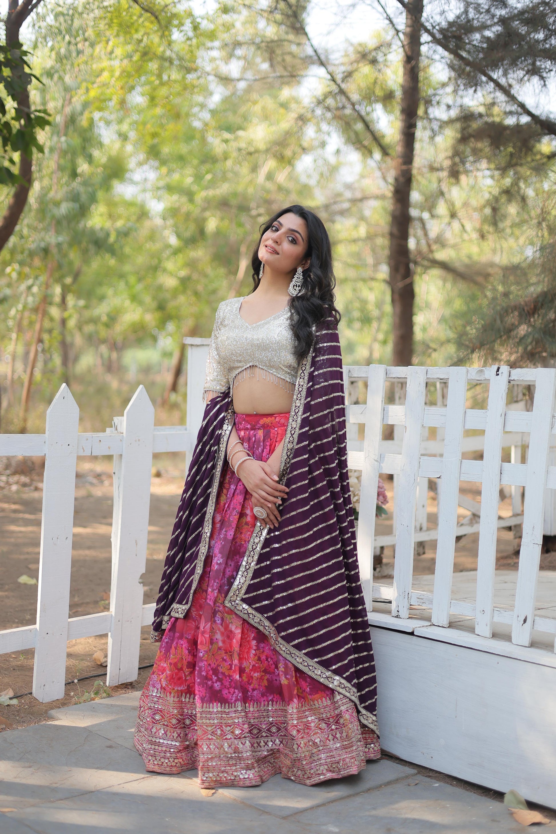 Multi color georgette lehenga choli online shopping