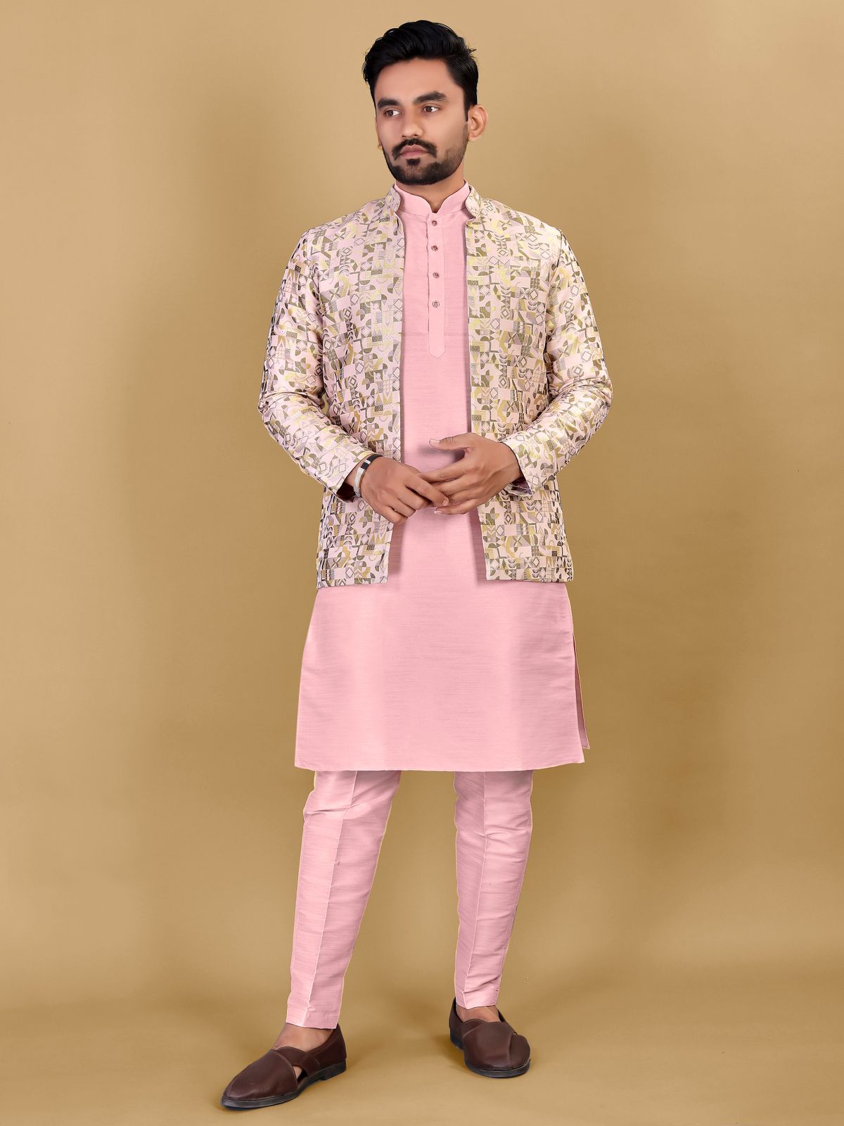 Traditional Indian Wear Long Kurta Pajama And Koti