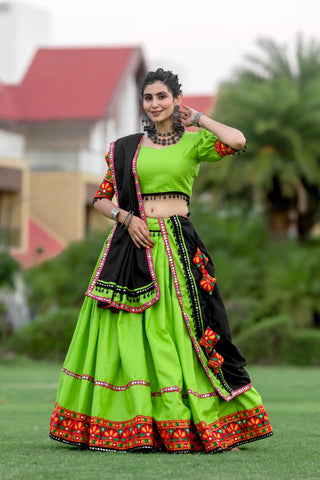 Parrot Green lehenga matching blouse