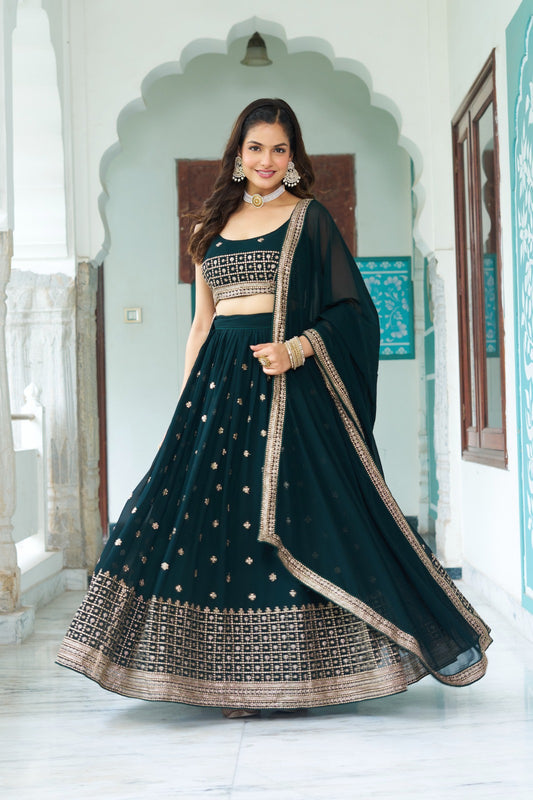 Elegance green color lehenga choli for party