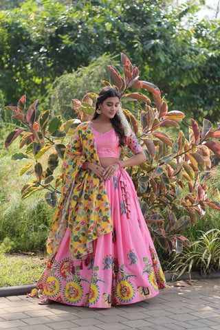 Pink lehenga choli for engagement 