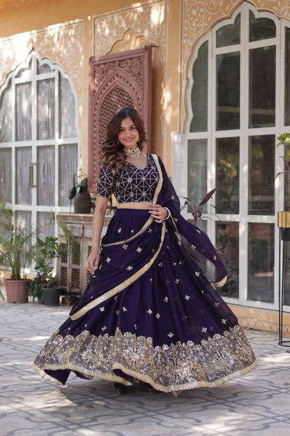 Purple silk lehenga choli for women online
