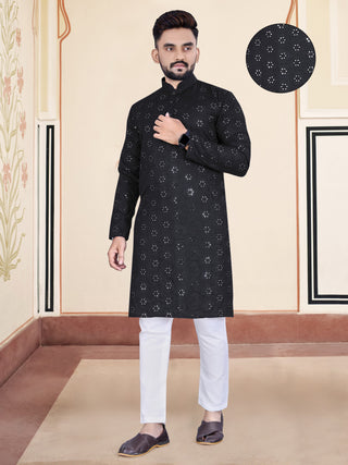 Beautiful Mens Mirror Work Kurta Pajama Set