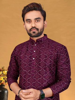 Purple Kurta Party Wear Mens Kurta Sets