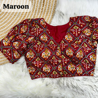 Pure Cotton Maroon Blouse With Lehenga Choli