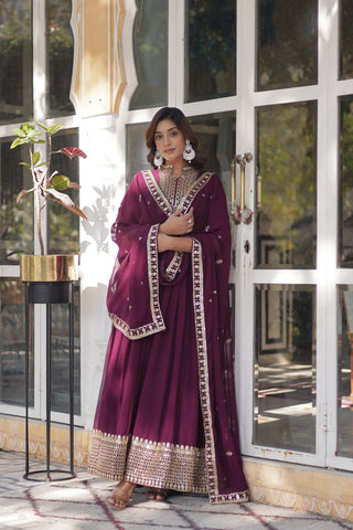 Wine colour Gown for Engagement
