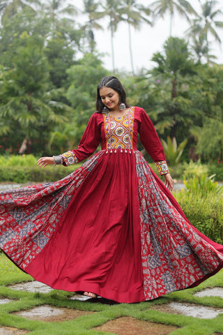 Maroon navratri wear gown