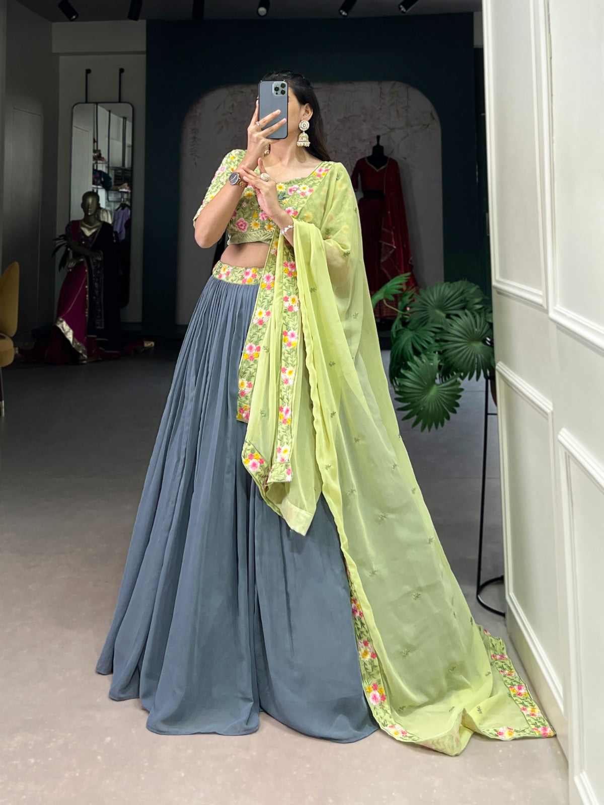 Pure Georgette Lehenga Choli with Dupatta
